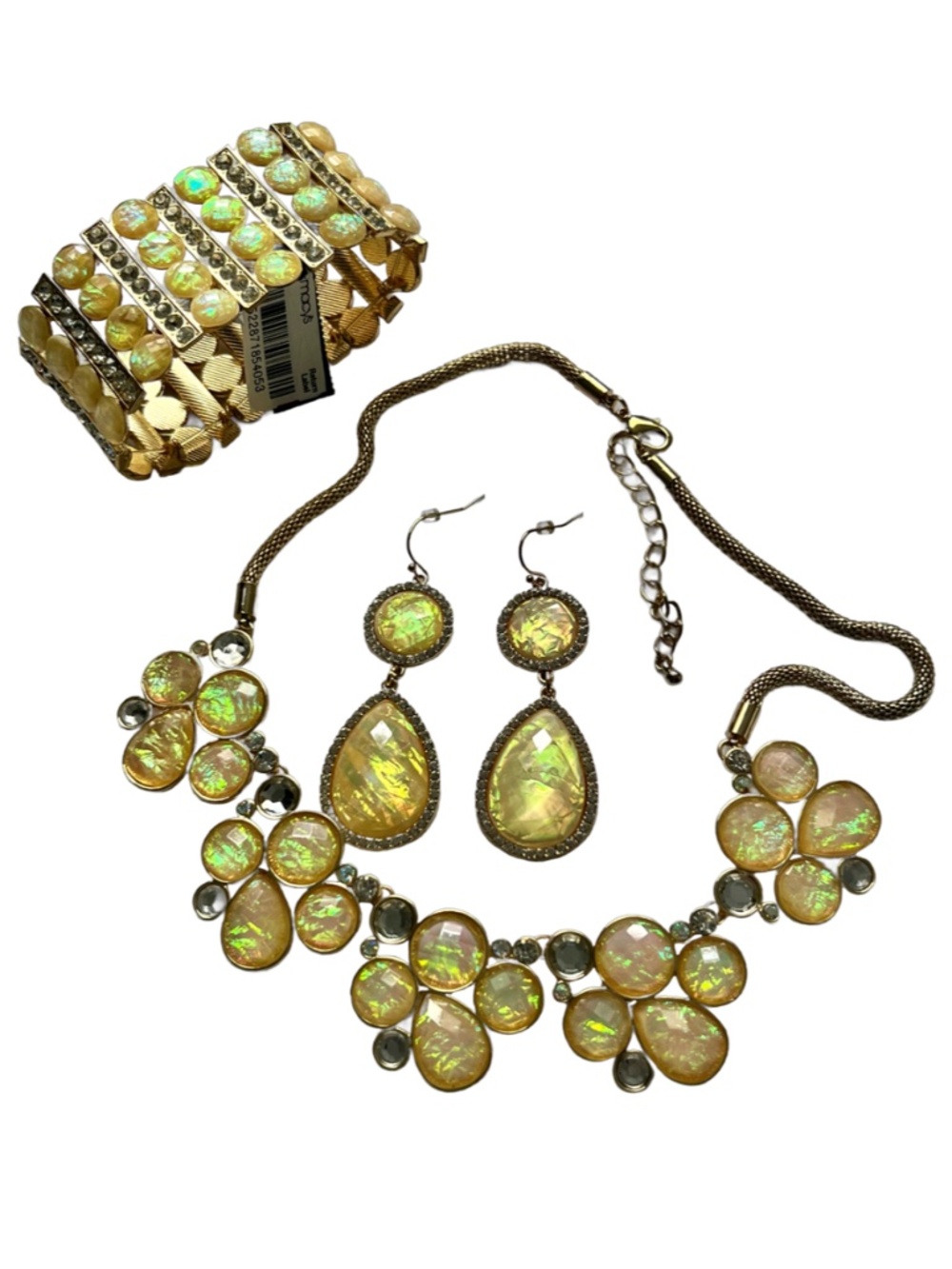 Luminous Jewelry Set, Necklace, Stretch Bracelet, Pierced Earrings